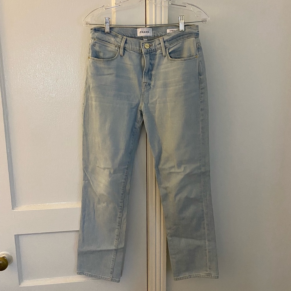Light wash Frame Straight Jeans